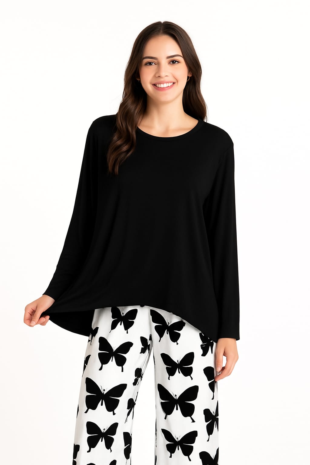 π¦ Stylish Black & White Butterfly Print Outfit β 2299 Only! π Cash on Delivery π 7-Day Easy Return Policy