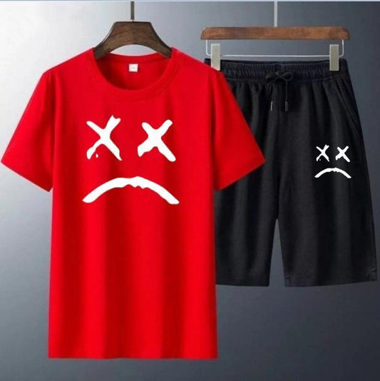 😎 Smiley Face Printed T-Shirt & Shorts Set | Cool Summer Streetwear 👕🩳