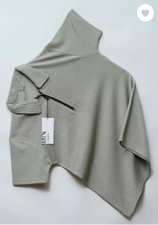 🌿 Olive Green Half-Zip High Neck Shirt – 30% OFF | Now Rs. 999