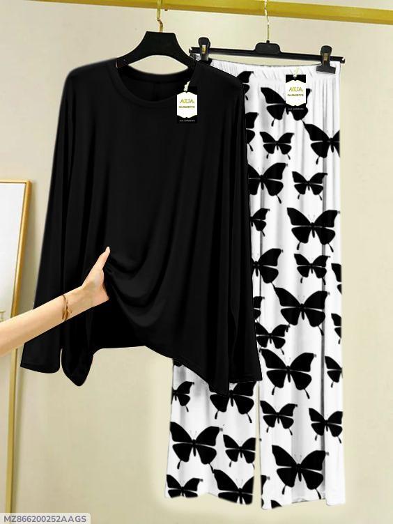 🦋 Stylish Black & White Butterfly Print Outfit – 2299 Only!  🚚 Cash on Delivery 🔄 7-Day Easy Return Policy
